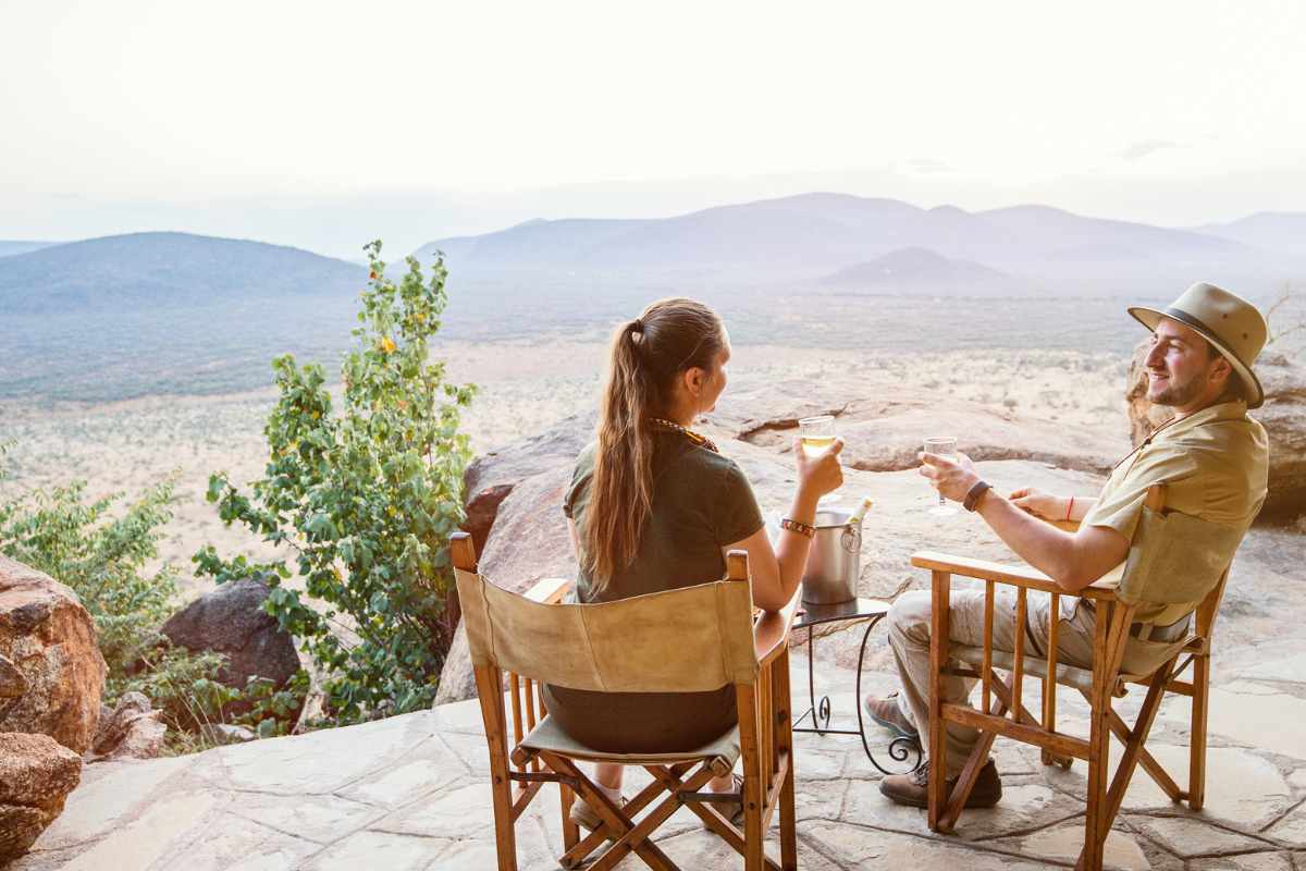 Couple on safari in Tanzania