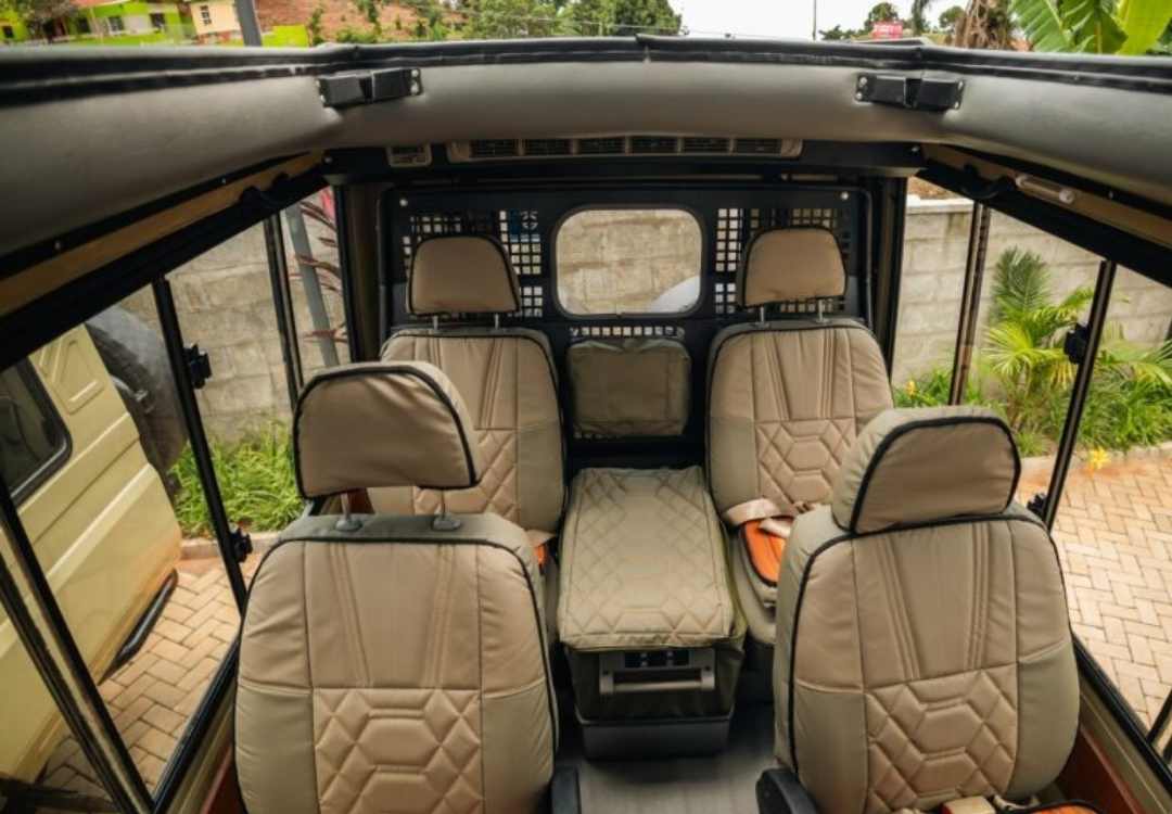 Safari vehicle interior for Tanzania game drive equipment
